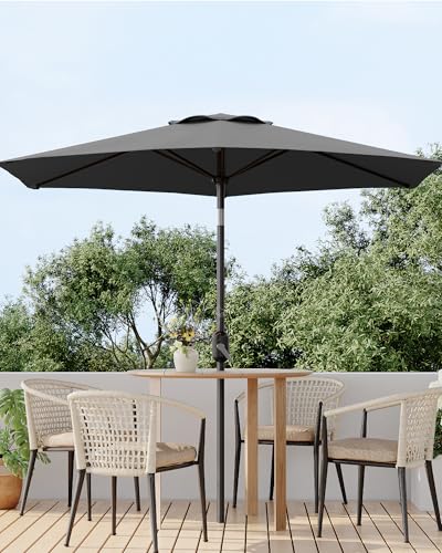 GarveeLife Outdoor Patio Umbrella, Table Market Umbrella with Push Button Tilt and Crank, 8 Sturdy Ribs UV Protection Waterproof for Garden, Deck, Backyard, Pool - color: Grey, size: 10FT