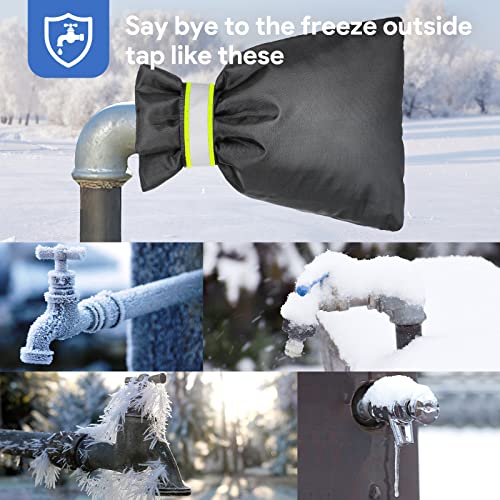 DELUX Outdoor Faucet Covers for Winter 9.05" H X 6.89" W 2 Pack, Outside Garden Faucet Socks for Freeze Protection, Reusable Waterproof Insulated Spigot Cover (Thicker) - style: Black2