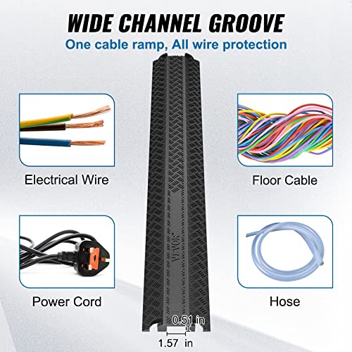 VEVOR 3 PCs Drop Over Cable Cover Ramp, 2,000 lbs/axle Load Capacity, Heavy Duty Cable Hose Protector Ramp, Floor Cord Cover for High Walking Traffic Areas Indoor Outdoor Home Office Warehouse School - size: Small-3PACK