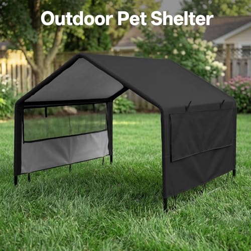 MEWANG Outdoor Dog House - Waterproof Portable Puppy Camping Tent,Ventilation Windows & Sun Protection, Lightweight Snap-fit Design for Small/Medium/Large Dogs, Beach, Backyard, Hiking (Black, Large) - color: black, size: Large