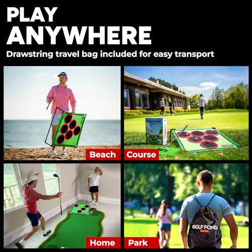 Golf Pong Game Set, Jumbo Backyard Lawn Game, Portable Indoor-Outdoor Chipping Golf Gift for Men, Women & Family
