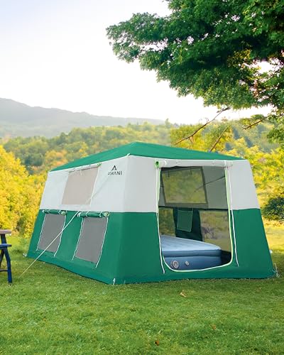 CORANI 14.1'x6.5'x9' Inflatable Tents for Camping, Portable 6/8/10 Person Blow Up Air Tent, Waterproof Windproof Easy Setup Large Family Tent with 2 Doors, 6 Windows, Mosquito Screen - color: Nomad Green, size: 10 person 14.1x9ft