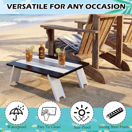 CroBlissful Beach Table Folding Camping Portable Table Striped White Aluminum Side with Carry Bag for Camping Picnics and Outdoor Activities (16x11x5 in,Gray) - color: Grey, size: 16x11x5 in