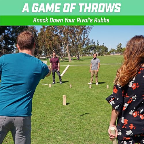 GoSports Kubb Yard Game Set - Choose Regulation or Backyard - Kuub Viking Chess Outdoor Game - style: Regulation Size