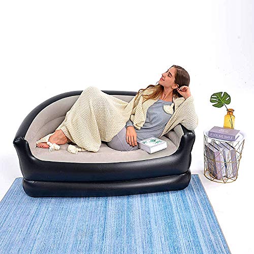 Yosogo Folding Portable Inflatable Double Sofa, Lazy Flocking Two-Seater Lounge Chair with Electric Air Pump - Great for Pop Up Indoor Living Room and Outdoor