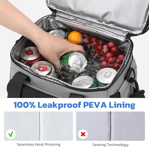 Maelstrom Lunch Box, 20L Insulated Lunch Bag for Men Women, Expandable Double Deck Leakproof Cooler Bag with 6 Pockets, Reusable Lunch Tote Bag for Work, Picnic, Travel, Grey - color: Grey