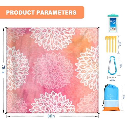 Famstar Beach Blanket Oversized Extra Large 78" X 81",Waterproof Sandproof Beach Blanket 1-7 Adults Lightweight Durable for Travel Camping Hiking Picnic - color: Flower, size: 78" X 81"