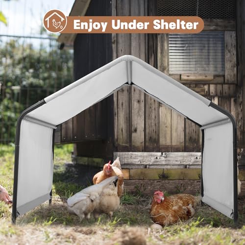 Dog Shade Shelter Outside 4'x4'x3' Tent for Large Medium Dogs, Outdoor Sun Rain Canopy Pet House for Livestock Pigs Cats with Waterproof Roof Ground Nails,Cloud Grey - color: Cloud Grey
