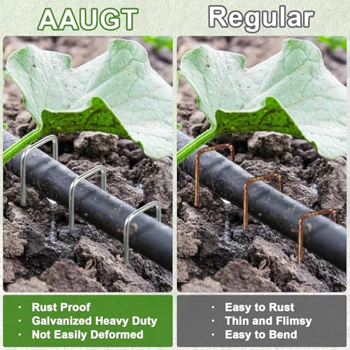 AAGUT Landscape Staples 8 Inch 11 Gauge Garden Staples 100 Pack, Galvanized Heavy Duty U-Shaped Sod Pins,Yard Ground Lawn Fence Stakes for Weed Barrier Fabric Irrigation Tubing - color: Silver, size: 8'' x 100Pcs-11Ga