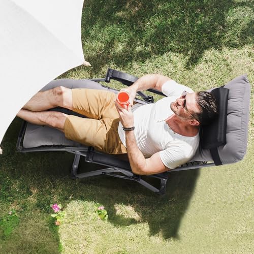 VEVOR Zero Gravity Chair, 26 inch Zero Gravity Recliner Lounge Chair for Indoor and Outdoor, Adjustable Anti Gravity Chair with Cushion, Headrest, Footrest, and Cupholder, 500 lbs, Gray - color: Grey, size: 26 Inch