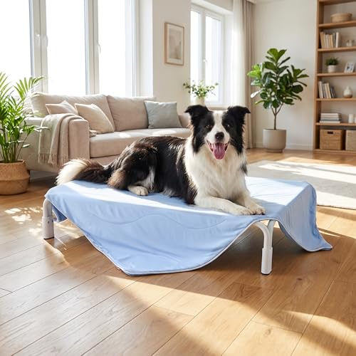 ZOMISIA Cooling Blanket for Large Dogs - Breathable Air-Core Fill Lightweight Pet Mat, Soft Cold Blanket Washable for Summer, Blue, 40"x50" - color: Blue, size: L(40x50")