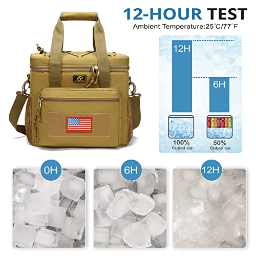 ATRIPACK Lunch Box for Men, Tactical Lunch Bag MOLLE Webbing Leakproof Insulated Large Lunch Cooler Women Adult Meal with Adjustable Shoulder Strap Durable Lunch Pail (Brown) - color: Brown, size: Large