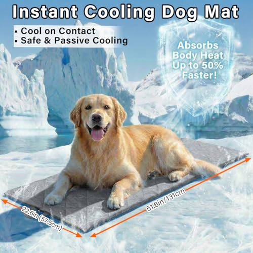 JoyBlooms Dog Bed for Car Back Seat, Dog Cooling Mat with 1.1in/2.8cm Thick Foam, Cooling Anti-Slip Washable Back Seat Pet Bed, 51.6in x 22.6in Fit on Backseat Extenders of SUVs and Small Trucks,Gray - color: Gray
