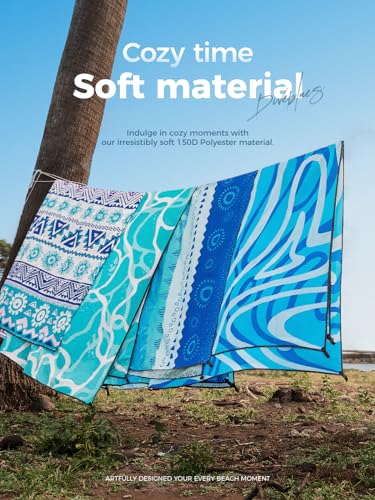 Diveblues Beach Blanket Oversized Extra Large 110" * 118"/ 9 * 10 Ft,Beach Mat Waterproof Sandproof,Soft and Durable, Picnic Mat for Travel Camping, Beach Vacation,4 Stakes & 1 Travel Bag - color: Dream Turtle