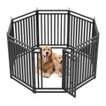 Dog Fence for Yard Outdoor Indoor Dog Playpen 40" Height 8 Panels Metal Dog Pen Puppy Playpen Portable Dog Kennel Crate for RV Camping(Black-Silver) - size: 40" Height, style: 8 Panels