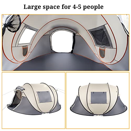 4 Person Easy Pop Up Tent for Camping,Waterproof Automatic Setup 2 Doors-Instant Family Tents with Vestibule & Porch, Large Size Family Tent Automatic Setup for Camping Hiking & Traveling