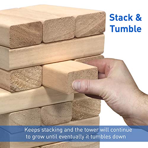 EasyGoProducts 54 Piece Large Wood Block Stack & Tumble Tower Toppling Blocks Game Great for Game Nights for Kids, Adults & FamilyStorage Bag