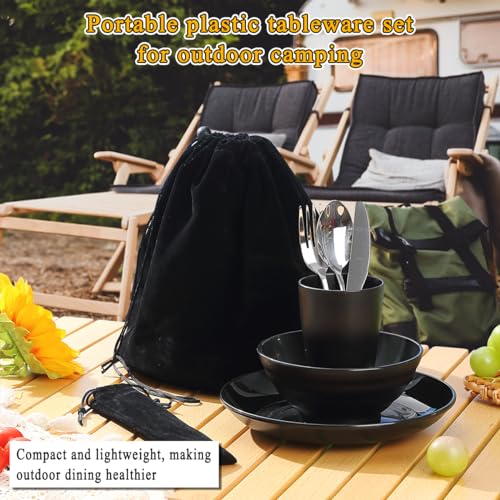 Kyraton Camping Utensils, Portable Travel Silverware Set with Reusable Light Weight Mug, Bowls and Plate, Stainless Steel Cutlery Set, Camping Mess Kit for 1 Person - color: A. 1 Person