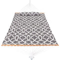 Lazy Daze Hammocks 12FT Quilted Fabric Hammock with Soft Pillow, Double 2 Person Tree Hammock with Spreader Bar for Outdoor Outside Patio Garden Yard, 450lbs Weight Capacity - color: Floral Gray