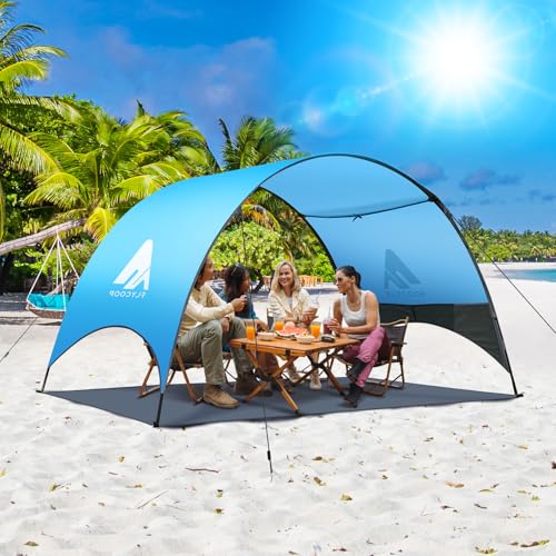 Beach Tent - Beach Shade Canopy Compact Fold (16.9x3.9″), Own Patent, 360° Ventilation, Large Side Storage Pocket, UV Protection Portable Sun Shelter for Beach (Blue, 106 * 65 * 61″) - size: 106*65*61″ without sail