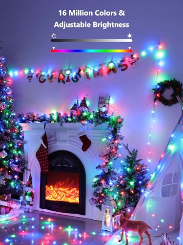 BrizLabs Smart July 4th Fairy Lights, 33ft 100 LED Red White Blue Fairy Lights Work with Alexa & Google Home, Color Changing Xmas Light Dimmable Twinkle Lighting Green Wire for Xmas Halloween Party - color: 100 LED Smart (Green Wire)