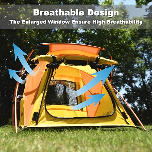 Portable Dog Tent for Small to Medium Sized Pets up to 25lb, Waterproof Dog Tent Outdoor Lightweight with Carrying Bag, Fully Zipped Meshed Door and Window, for Camping, Beach, Backyard - color: Yellow