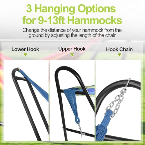 Duble Heavy Duty Steel Hammock Stand Only, 550 Pound Capacity, Portable, Easy Assembly, Adjustable for Indoor, Yard, Caping, or Outdoor, Patio(Black)