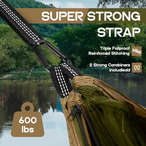 Camping Hammock Mosquito Net,Double & Single Portable Hammocks Hammocks with 2 Tree Straps,Hammock Tent for Travel Camping,Camping Accessories for Indoor Outdoor Hiking Backpacking Backyard Beach - color: Green&khaki, size: Large