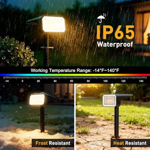 Solar Spot Lights Outdoor Waterproof IP65, [4 Pack/100 LED/4 Modes] Solar Landscape Spotlights, Auto On/Off High Lumens Spot Lights for Outside Yard Garden Pathway(Warm White) - color: Warm White, size: 4 Pack