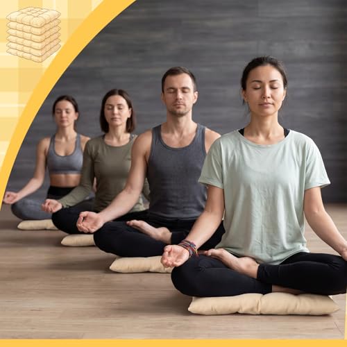 Geetery 12 Pcs Floor Pillows Bulk Seating Cushions for Floor Chair 15.7'' Large Meditation Cushion for Yoga Living Room Tatami Bedroom Balcony Office (Beige,Square) - color: Beige, size: Square