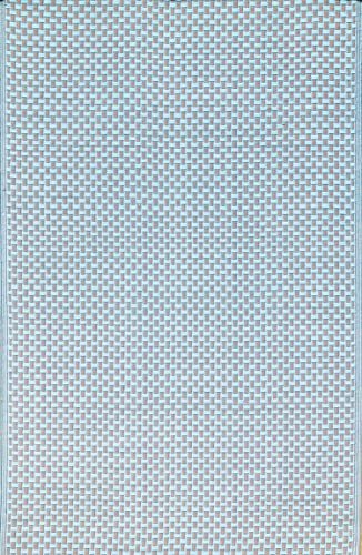 Mad Mats Geometric Outdoor Rug, Reversible Plastic Mat (4' x 6', Basket Weave - Sand/Aqua) - color: Basket Weave - Sand/Aqua, size: 4' x 6' (rectangular)