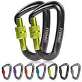 STURME 12kN (2697 lbs) Heavy Duty Locking Carabiner Clips for Outdoor, Camping, Hiking, Securing Pets, Hammock, Dog Leash Harness - color: Green