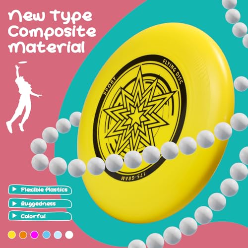 Outdoor Flying Disc 175g,Adult Sport Disc Set for Competitive and Pro Players,Flying Disc Set Includes 1 Glow in The Dark Flying Disc for Beach Pool Game, Camping and Backyard - color: Yellow