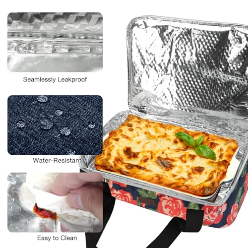 Expandable Casserole Carrier Bag - Double Decker Food Bag, Insulated Casserole Carrier for Hot or Cold Food, Lasagna Holder Tote for Picnics,Beaches,Traveling or Gifts - color: Folwer