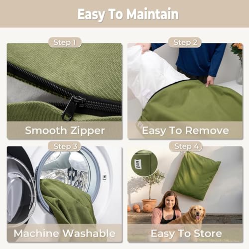 Sytopia 47 Inch Canvas Outdoor Dog Bed for XXL Dogs, Durable Indoor Patio Pet Pad for Crate, Great Gift for Pets with Waterproof Machine Washable Removable Cover, Green - color: Green, size: XX-Large