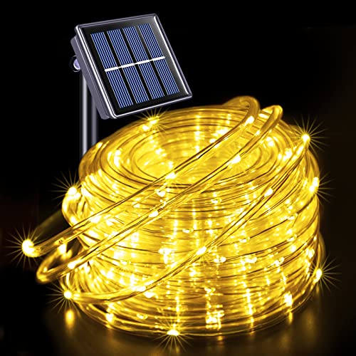 JMEXSUSS 200 LED Solar Rope Lights,66ft 8 Modes Solar Rope Lights Outdoor Waterproof LED Solar Powered Rope Tube for Fence,Gazebo,Yard,Walkway,Path(Warm White) - color: Warm White, size: 200 LED