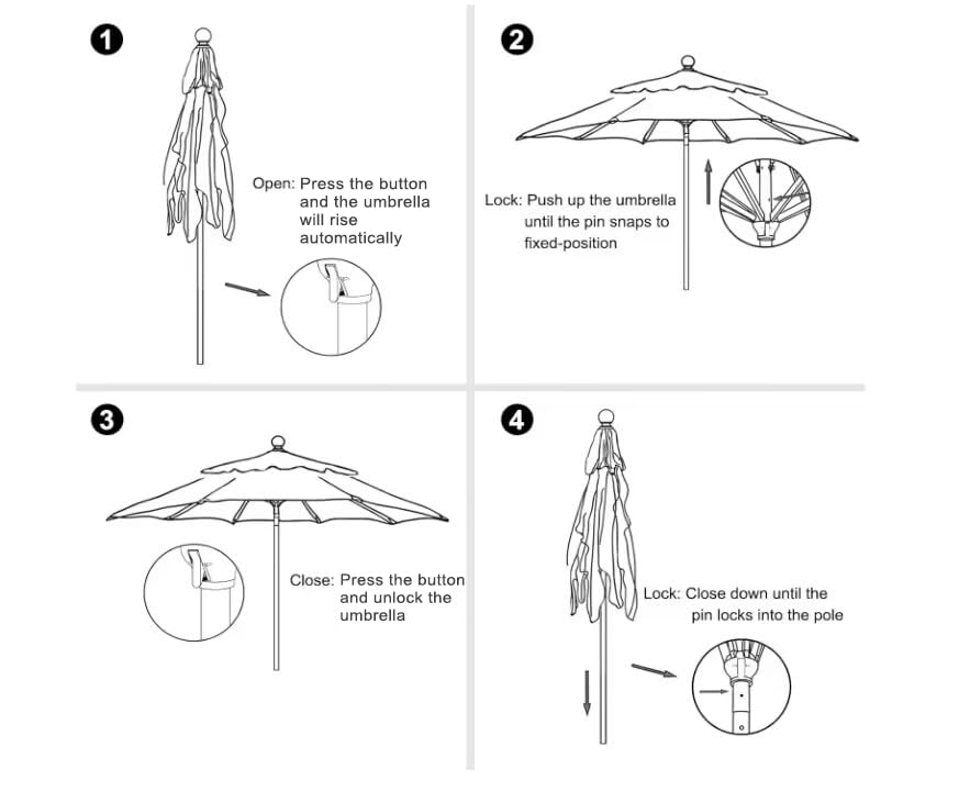 EliteShade USA 10-Year-Non-Fading 11Ft Market Umbrella Patio Outdoor Cylinder Auto Push-up Table Umbrella with Ventilation, Heather Beige - color: Heather Beige, style: 11ft