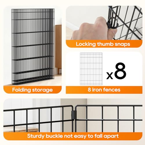 NChanmar Pet Dog Palypen Foldable Portable Metal Dog Fence Pet Exercise Pen Outdoor & Indoor Puppy Palypen Kennel 36 Inch Height 8 Panels w/Door for Camping Yard Lawn and BBQ, Black - size: 36 In