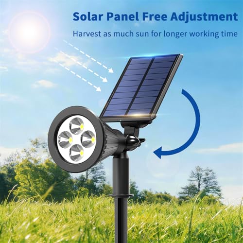 Solar Lights Outdoor Waterproof IP65,6500K Super Bright LED,2 Lighting Modes, Solar Powered Yard Garden Solar Spot Lights for Flag Landscape Auto On/Off-1 Pack - color: Cool White, size: 1 Pack