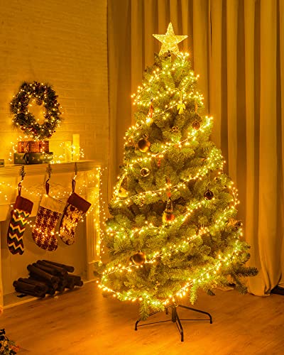 Fairy Lights Battery Operated, 60 LED Fairy String Lights Waterproof Silver Wire 5 Feet Firecracker Starry Light for DIY Wreath Home Wedding Bedroom Mason Jar Holiday Christmas Ramadan Decorations - color: Warm White