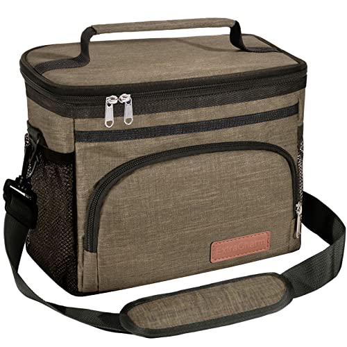 ExtraCharm Insulated Lunch Bag for Women/Men - Reusable Lunch Box for Office Picnic Hiking Beach - Leakproof Cooler Tote Bag Organizer with Adjustable Shoulder Strap for Adults - Dark yellow - color: Dark Yellow