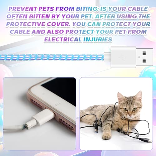 Frienda 10 Pcs Spiral Cord Protector Chargers Protector Pets No Chew Data Cable Protective Sleeve Headphone Charger Saver USB Cable Cover Wire Repair for Phone USB (Flash Color) - color: Flash Color
