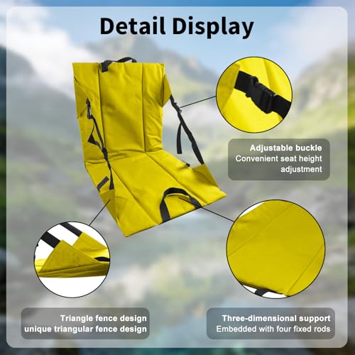 Folding Stadium Seat Cushion with Backrest, Portable Bleacher Pad for Camping, Fishing,15.8'' x 16.5'',Lightweight Chair with Backrest for Outdoor Sports and Concerts (Yellow) - color: Yellow