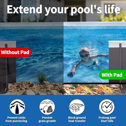 Safana Upgrade Thicken 12 x 24 ft Rectangle Pool Liner Pad for Rectangular/Oval Above Ground Pool, 300g/㎡ Seamless Swimming Pool Mat, Under Pool Padding, Puncture Protection, Extend Liner Life - size: Rectangle/Oval 12x24 FT