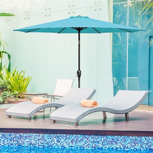 Simple Deluxe 2 Pack 9' Patio Umbrella Replacement Canopy Only Outdoor Table Market Yard Umbrella Replacement Top Cover with 8 Ribs, Turquoise - color: 2P-Turquoise Canopys, size: 9ft