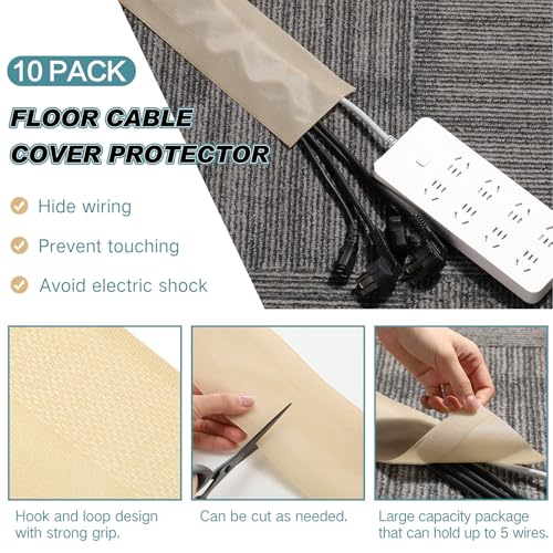 WILLBOND Carpet Cord Cover Cable Protector Floor Cover Cable Protector Management Only for Commercial Office Carpet(98.43 ft,Khaki) - color: Khaki, size: 98.43 ft