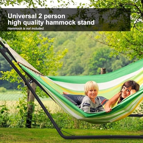 Universal 2 Person Hammock Stand, Heavy Duty Steel Hammock Stand 550 lbs Capacity, Adjustable Portable Hammock Stand, Fits 9 to 14 Foot Hammocks for Outdoor Indoor with Chain, Hook, and Carrying Bag - size: Medium