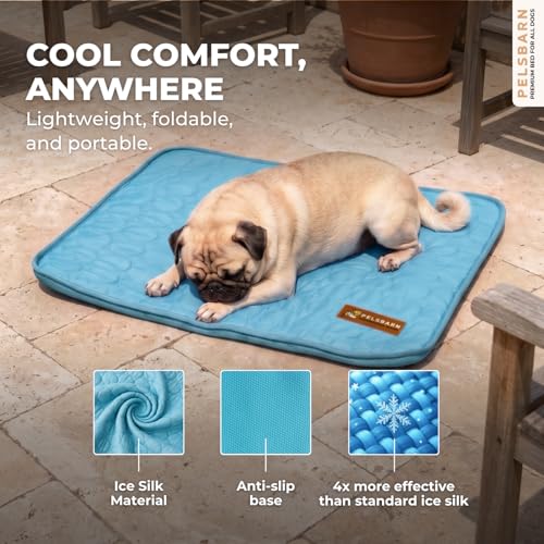 Pelsbarn Dog Cooling Mat- Ice Silk Summer Comfort, Self Cooling, Non-Slip Dog Pad, Durable & Washable, Mat for Small Dogs 18 x 21, Support Shelter Dogs with Every Purchase (Blue) - color: Light Blue, size: Small