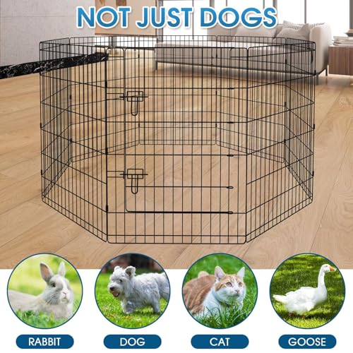 Pet Playpen Dog Pen Foldable Dog Exercise Fence 8 Panels 36 Inch Kennels Pet Playpen Options Ideal for Pet Medium Animals Outdoor Indoor (Playpen with Bottom Pad) - style: 24'' x 36'' with Bottom cover