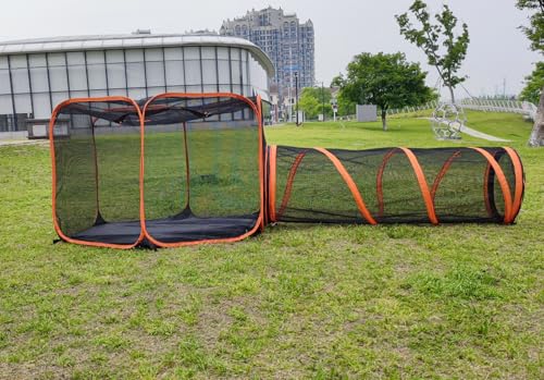 2 in 1 Pet Cat and Dog Tunnel Tent Foldable Pet Tent Outdoor Pop Up Pet Playpen Cage Fences House (Styles 2) - style: Styles 2